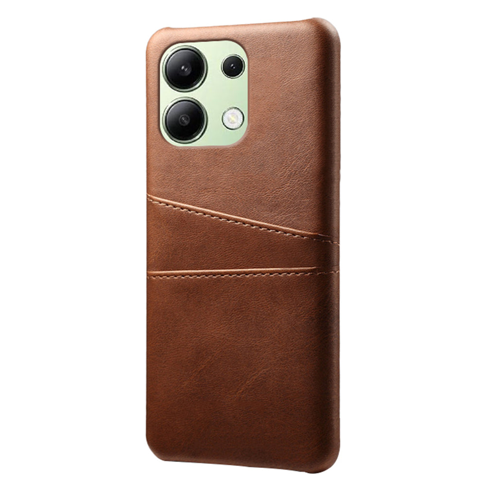 For Xiaomi Redmi Note 13 4G Phone Case Anti-Scratch Shockproof Cover with Card Holder - Brown