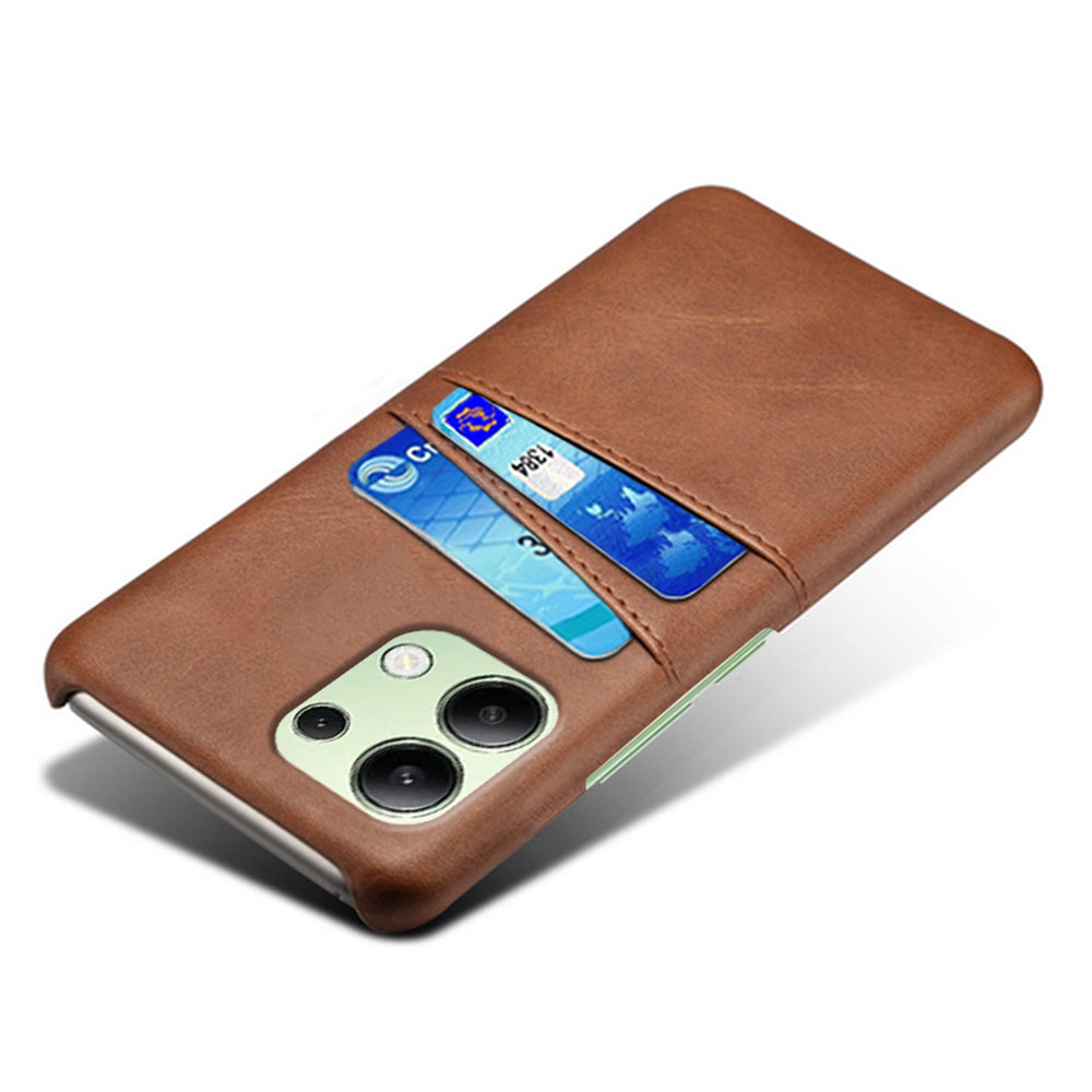 For Xiaomi Redmi Note 13 4G Phone Case Anti-Scratch Shockproof Cover with Card Holder - Brown