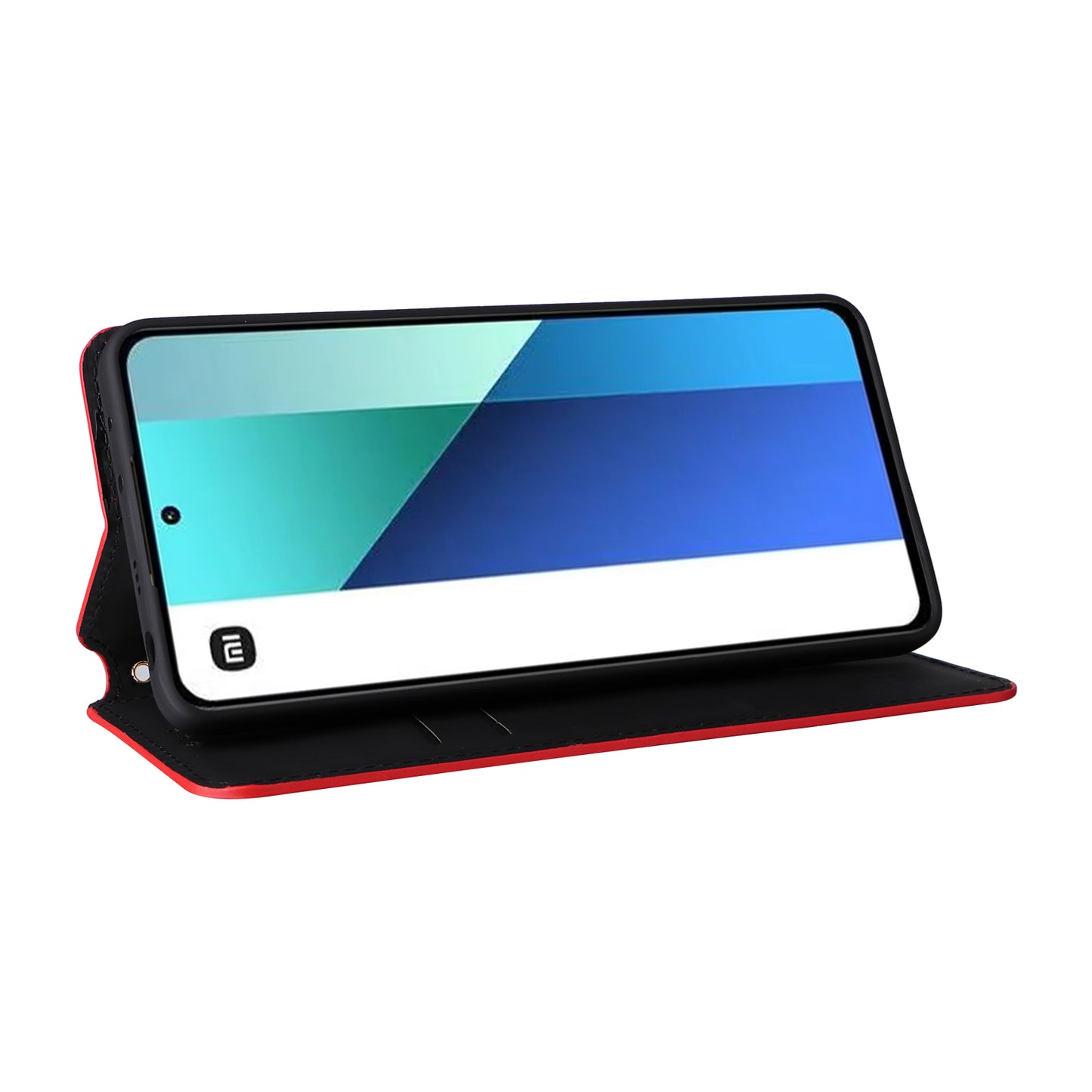 For Xiaomi Redmi Note 13 4G Wallet Case Stand Full Protection Leather Rhombus Phone Cover - Red