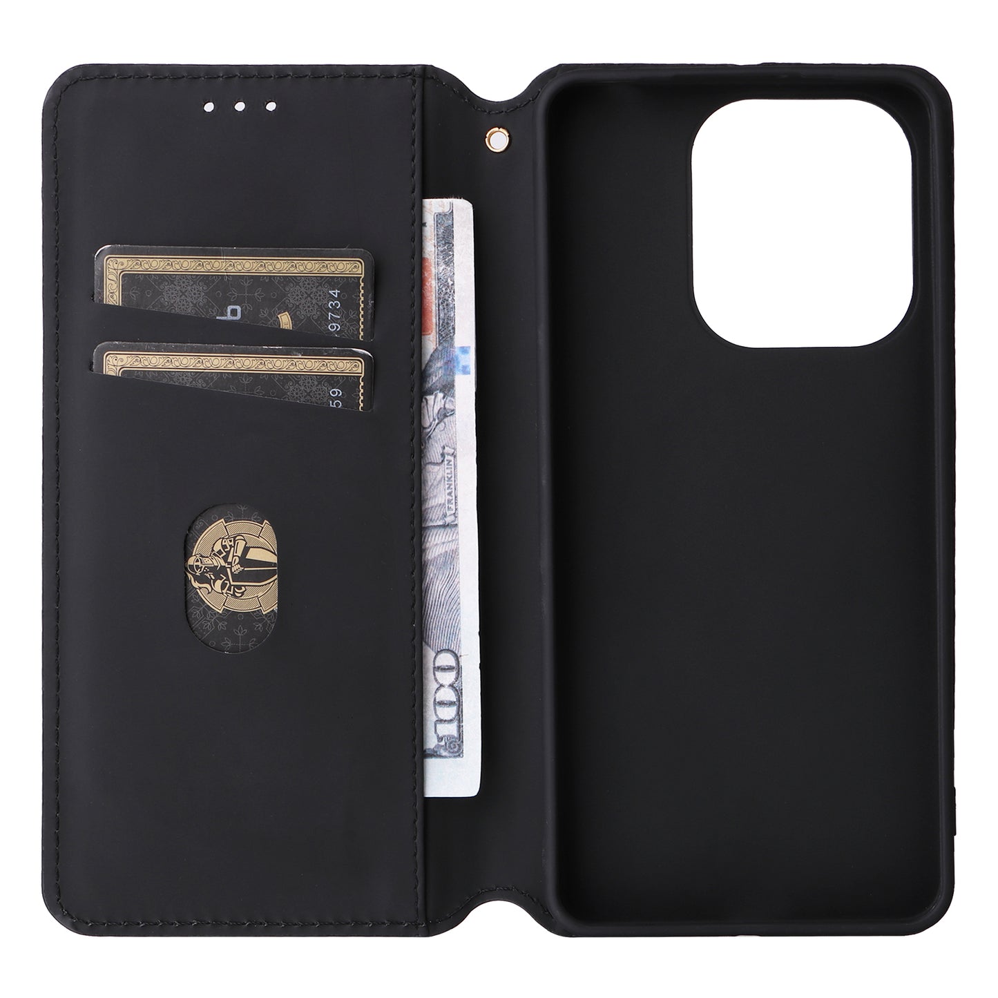 For Xiaomi Redmi Note 13 4G Wallet Case Stand Full Protection Leather Rhombus Phone Cover - Black