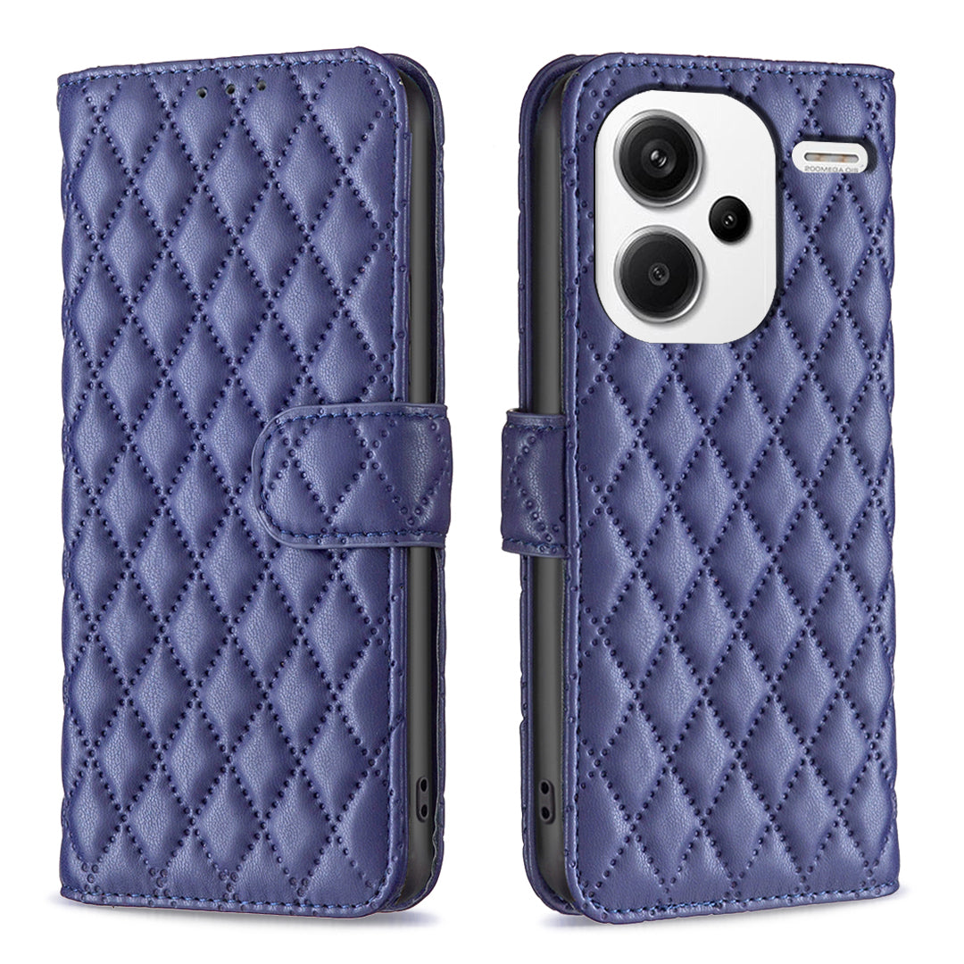 BINFEN COLOR BF Style-14 For Xiaomi Redmi Note 13 Pro+ 5G Case Leather Rhombus Phone Cover - Blue