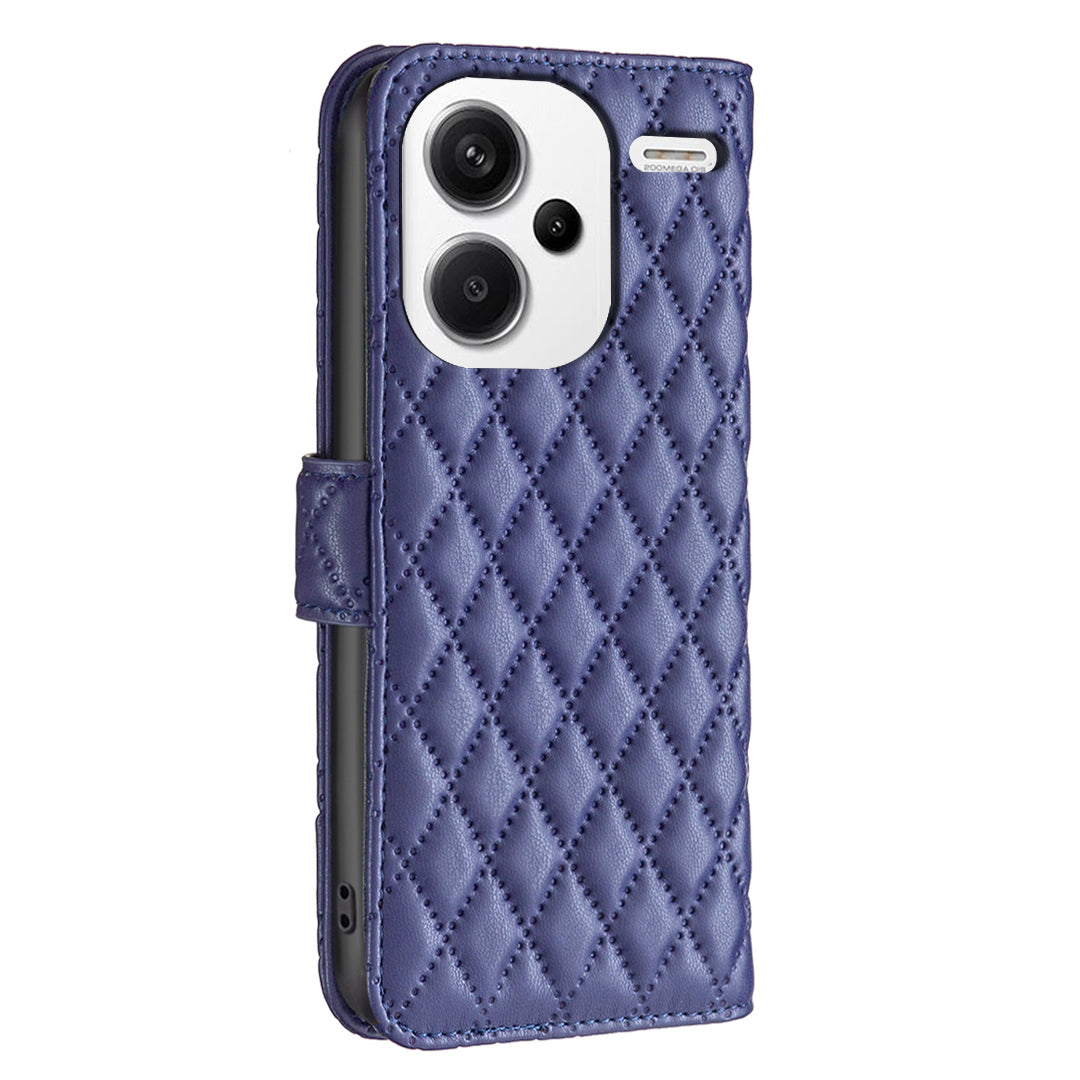 BINFEN COLOR BF Style-14 For Xiaomi Redmi Note 13 Pro+ 5G Case Leather Rhombus Phone Cover - Blue