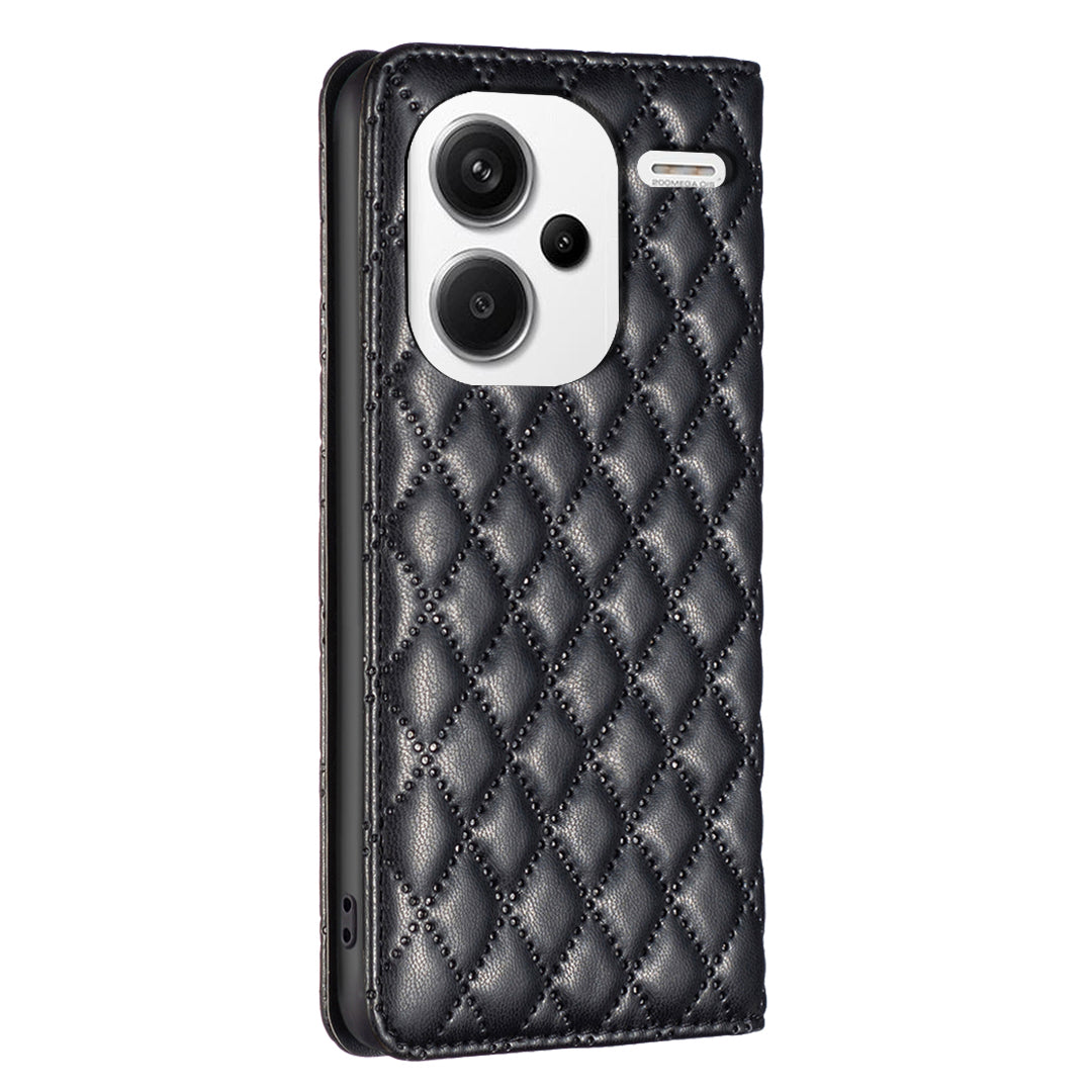 BINFEN COLOR BF Style-16 For Xiaomi Redmi Note 13 Pro+ 5G Case Card Slots Magnetic Closure Phone Cover - Black