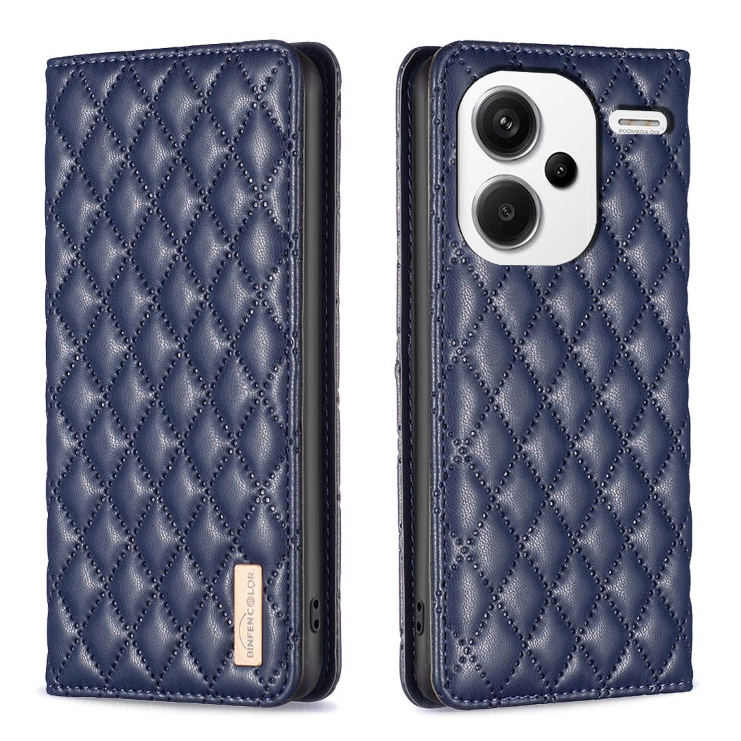 BINFEN COLOR BF Style-16 For Xiaomi Redmi Note 13 Pro+ 5G Case Card Slots Magnetic Closure Phone Cover - Blue