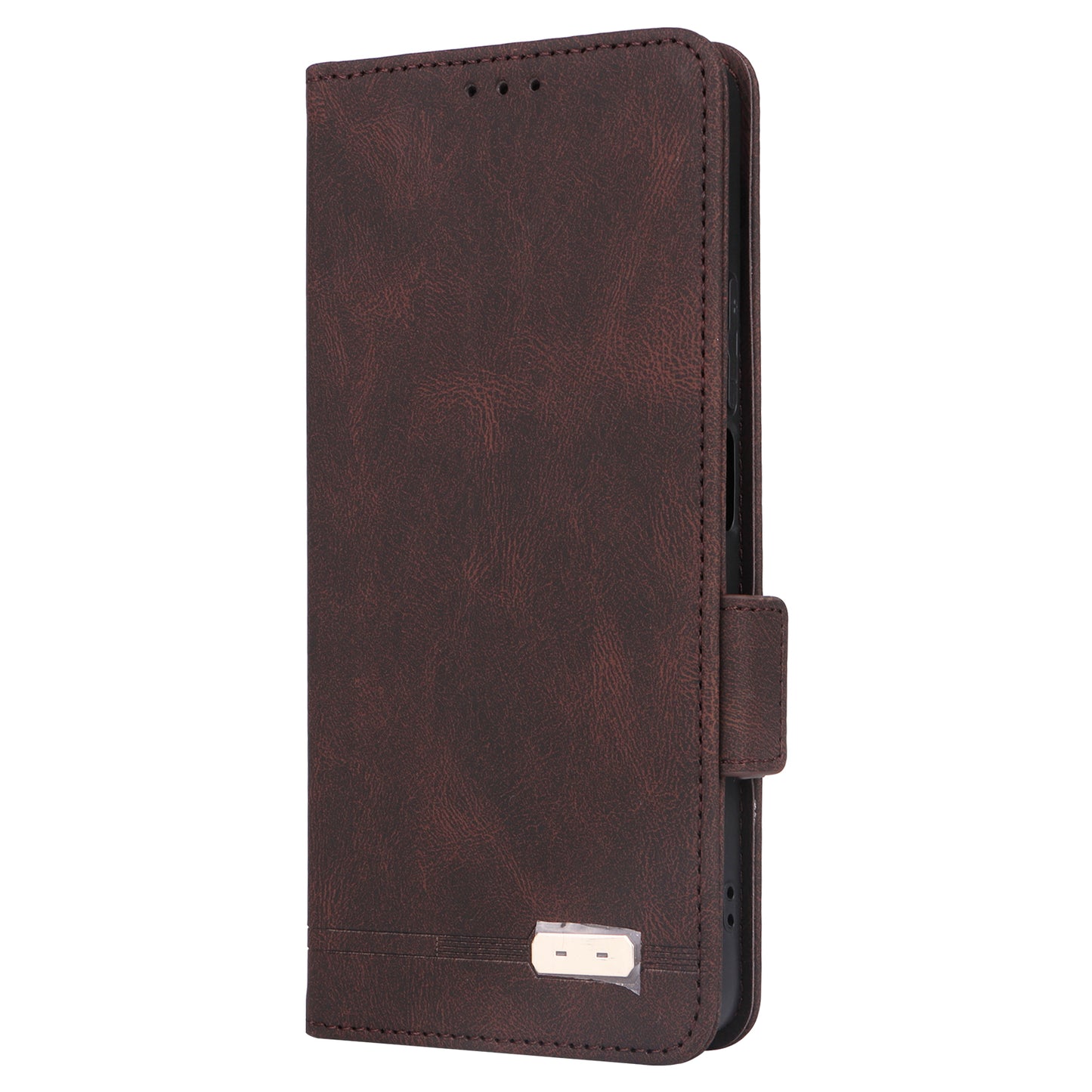 For Xiaomi Redmi Note 13R Pro 5G Wallet Case Hardware Decor Stand Phone Cover - Coffee