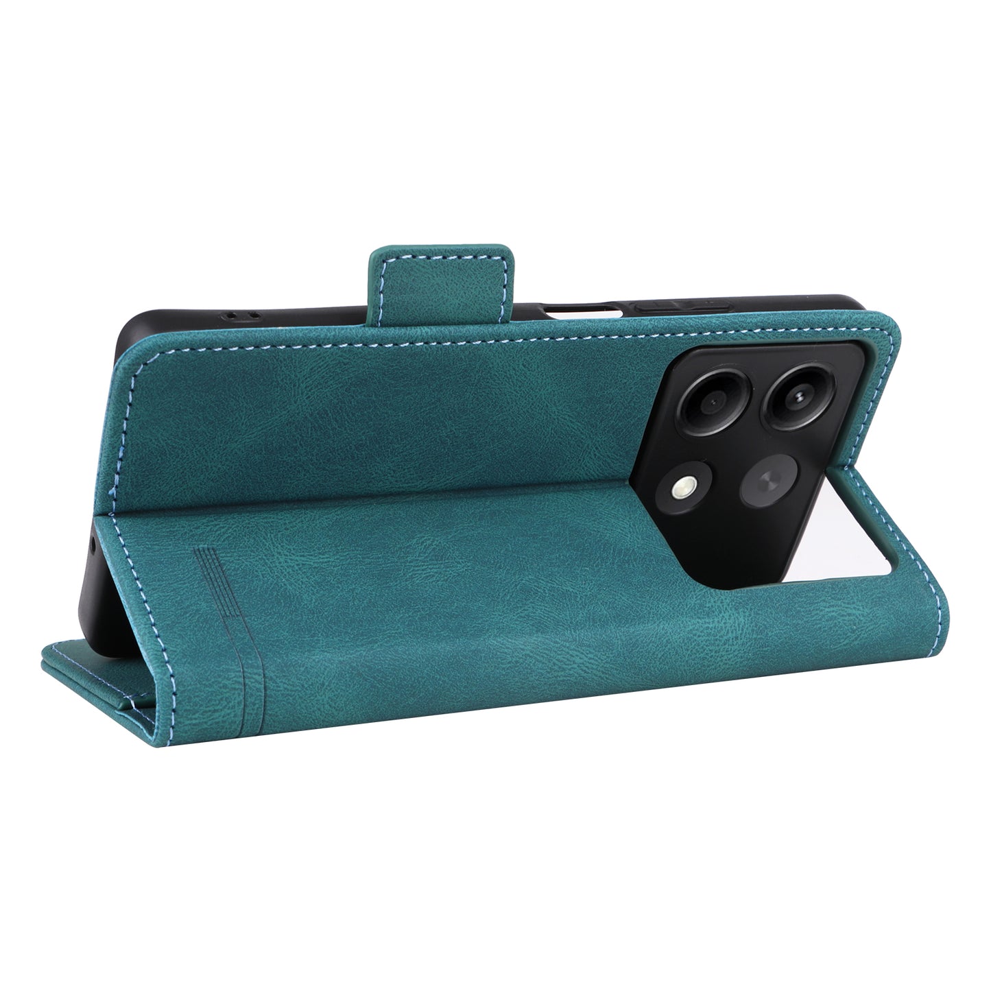 For Xiaomi Redmi Note 13R Pro 5G Wallet Case Hardware Decor Stand Phone Cover - Blue