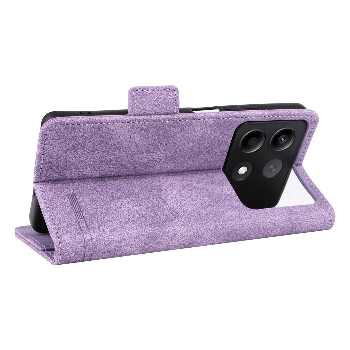 For Xiaomi Redmi Note 13R Pro 5G Wallet Case Hardware Decor Stand Phone Cover - Purple