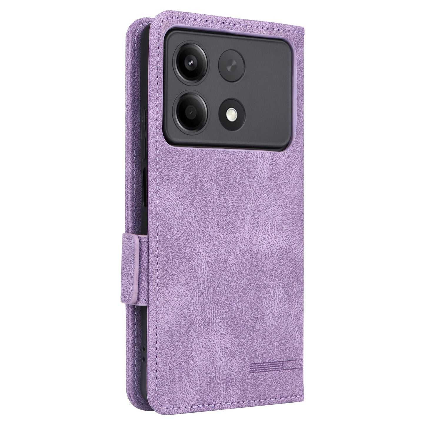 For Xiaomi Redmi Note 13R Pro 5G Wallet Case Hardware Decor Stand Phone Cover - Purple
