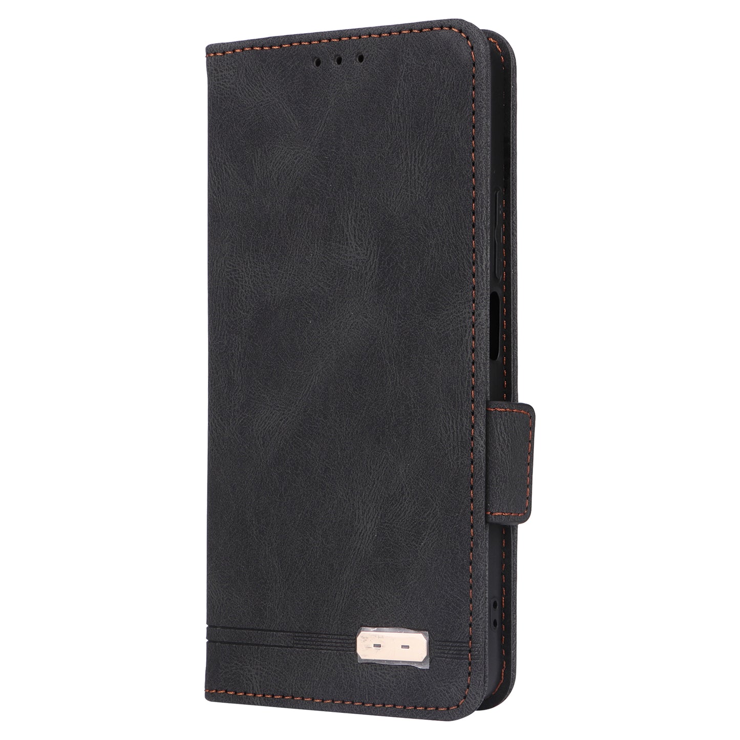 For Xiaomi Redmi Note 13R Pro 5G Wallet Case Hardware Decor Stand Phone Cover - Black
