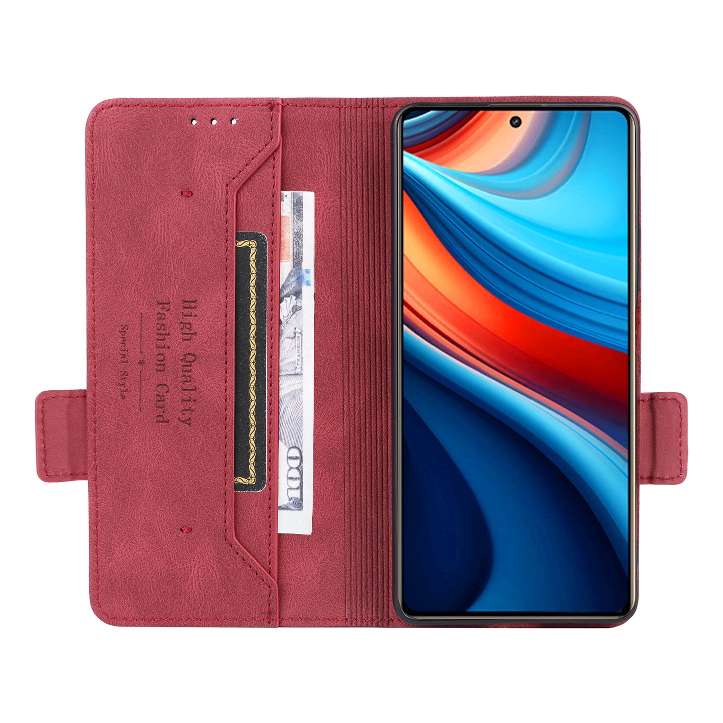 For Xiaomi Redmi Note 13R Pro 5G Wallet Case Hardware Decor Stand Phone Cover - Rose