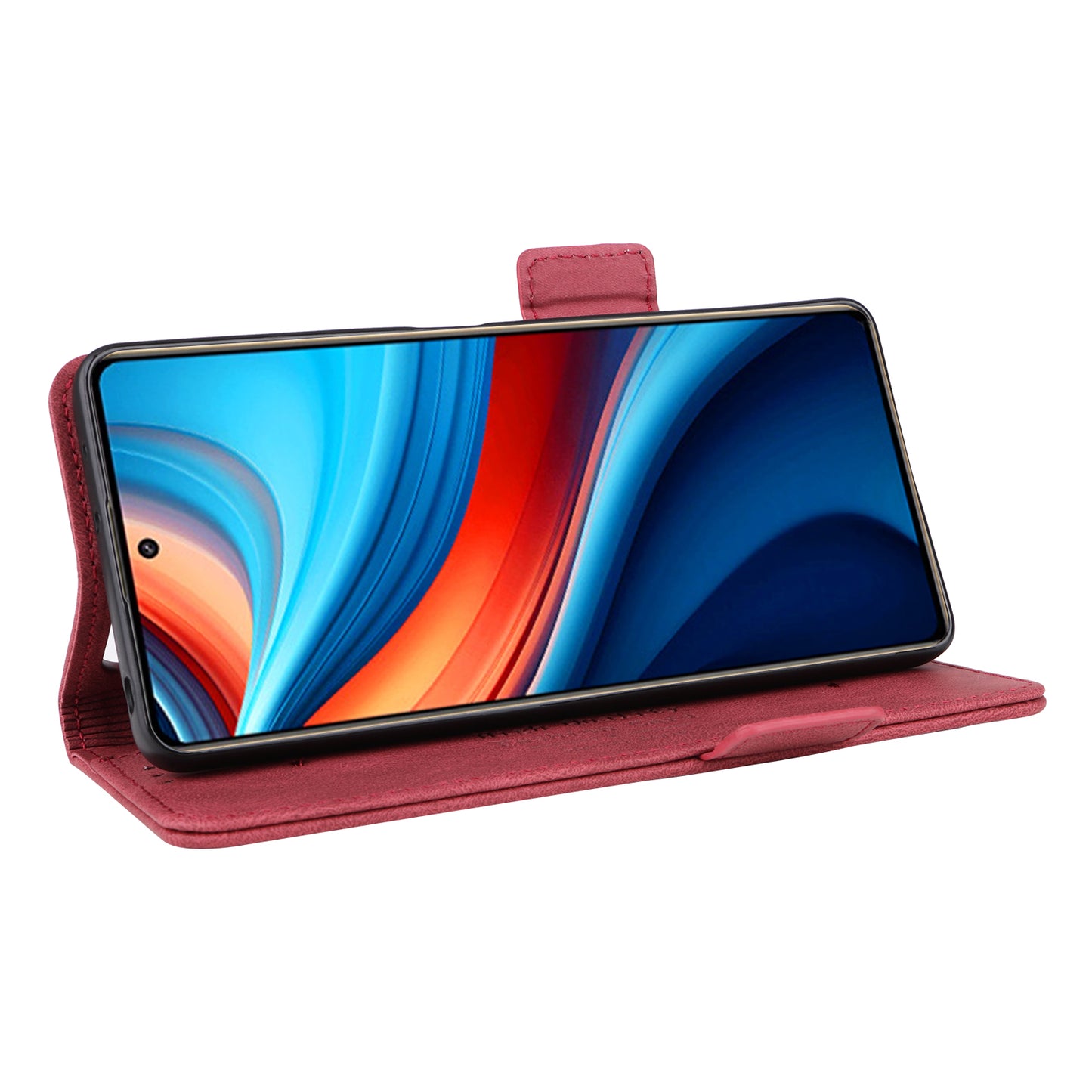 For Xiaomi Redmi Note 13R Pro 5G Wallet Case Hardware Decor Stand Phone Cover - Rose