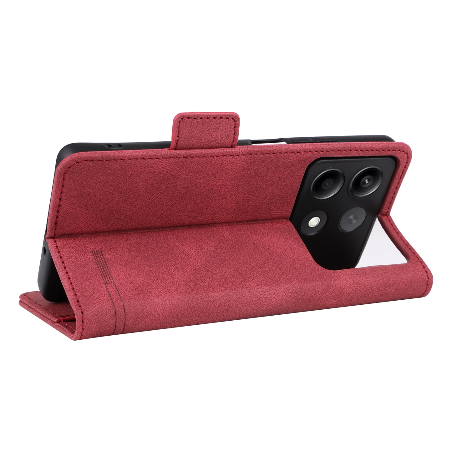 For Xiaomi Redmi Note 13R Pro 5G Wallet Case Hardware Decor Stand Phone Cover - Rose