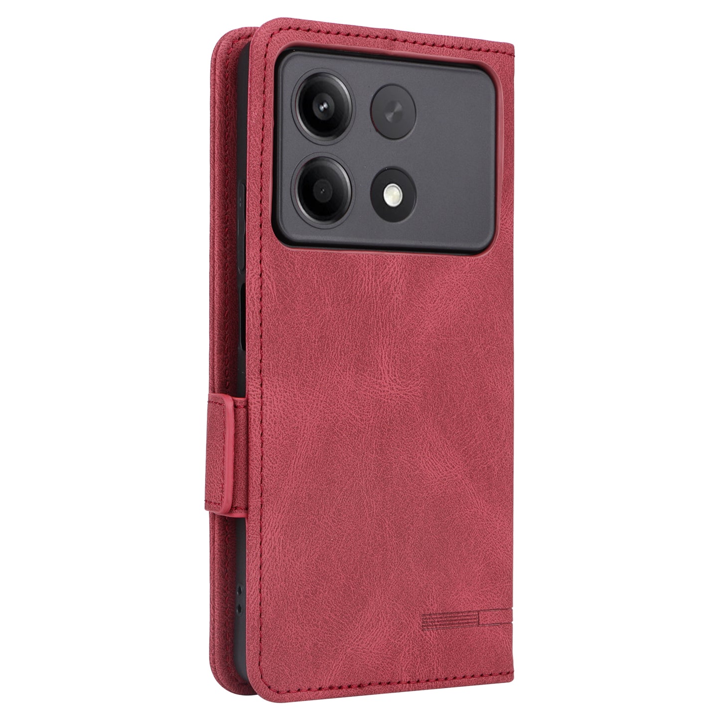For Xiaomi Redmi Note 13R Pro 5G Wallet Case Hardware Decor Stand Phone Cover - Rose