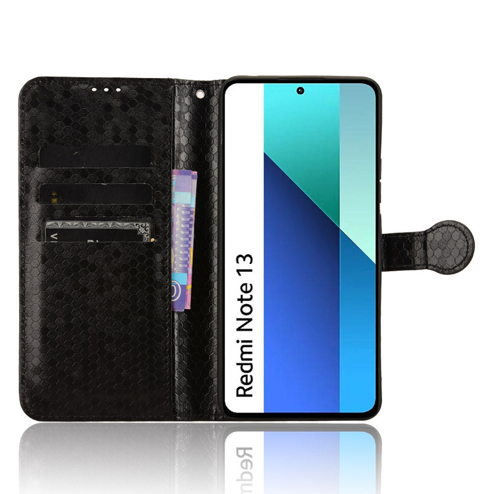 For Xiaomi Redmi Note 13 4G Flip Phone Case Wallet Leather Stand Cover - Black