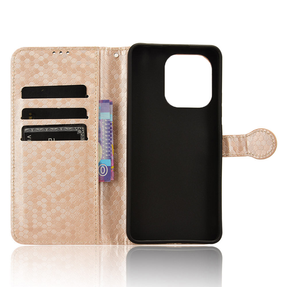 For Xiaomi Redmi Note 13 4G Flip Phone Case Wallet Leather Stand Cover - Rose Gold