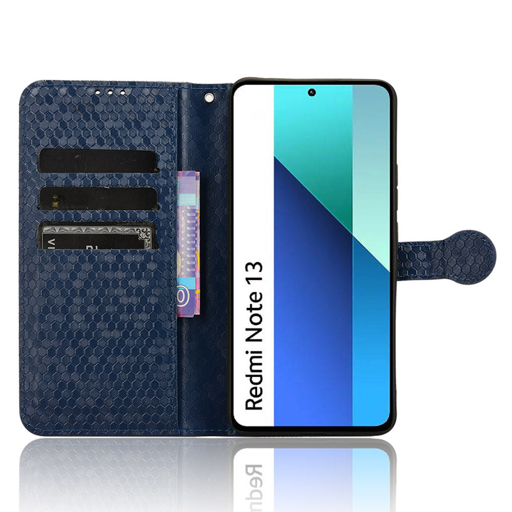 For Xiaomi Redmi Note 13 4G Flip Phone Case Wallet Leather Stand Cover - Dark Blue