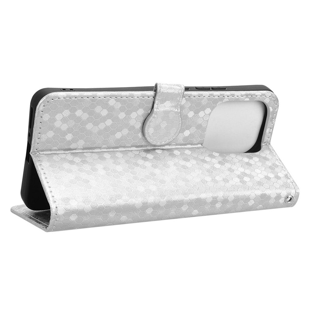 For Xiaomi Redmi Note 13 4G Flip Phone Case Wallet Leather Stand Cover - Silver