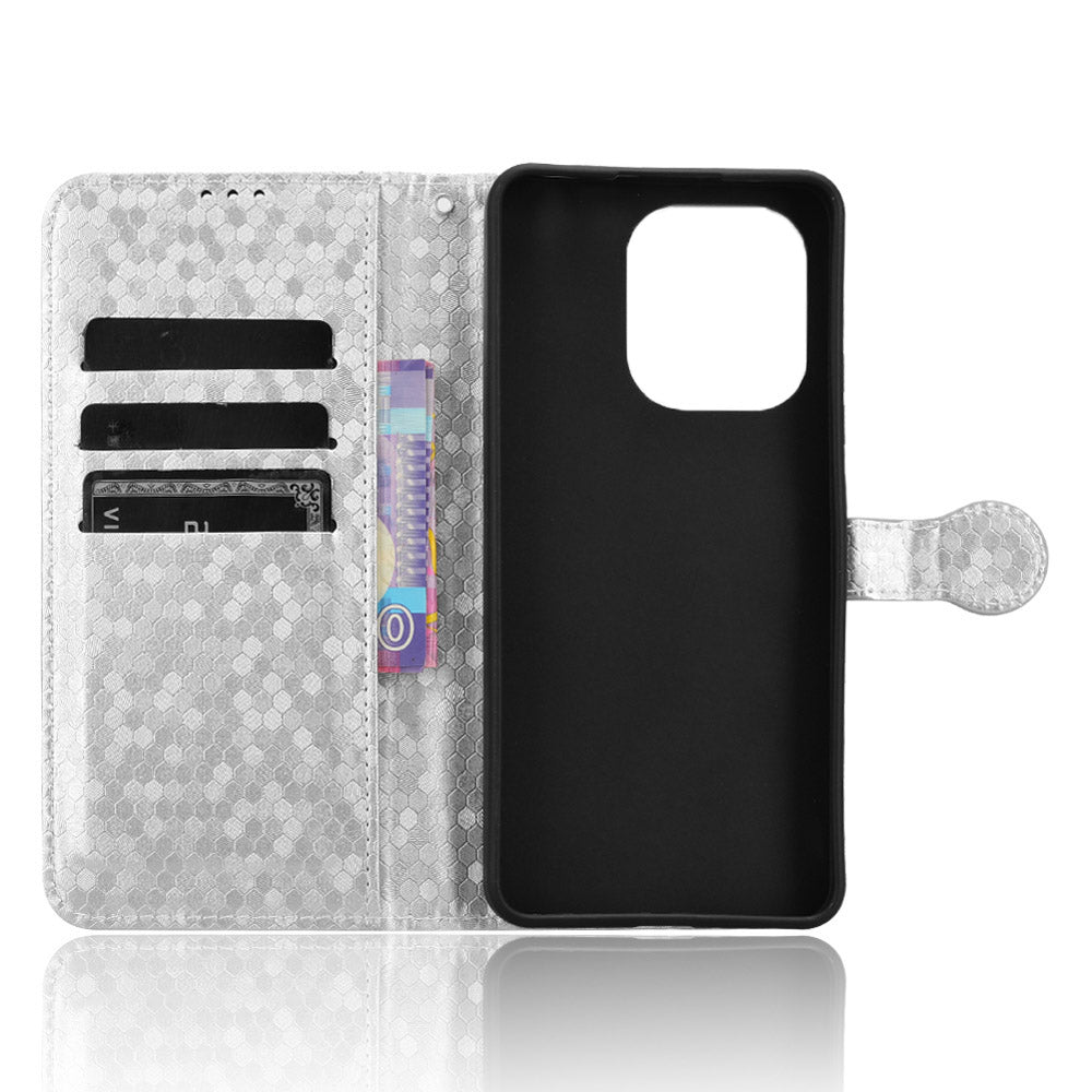 For Xiaomi Redmi Note 13 4G Flip Phone Case Wallet Leather Stand Cover - Silver