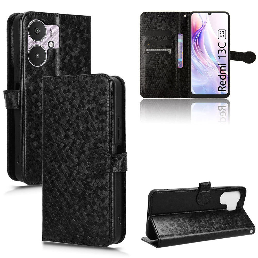 For Xiaomi Redmi 13C 5G / 4G / Poco C65 4G / Redmi Note 13R 5G Case Wallet Leather Flip Cover - Black