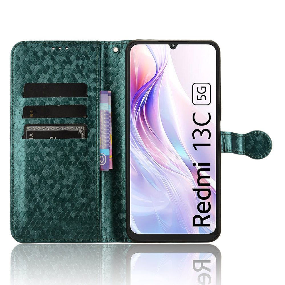 For Xiaomi Redmi 13C 5G / 4G / Poco C65 4G / Redmi Note 13R 5G Case Wallet Leather Flip Cover - Green