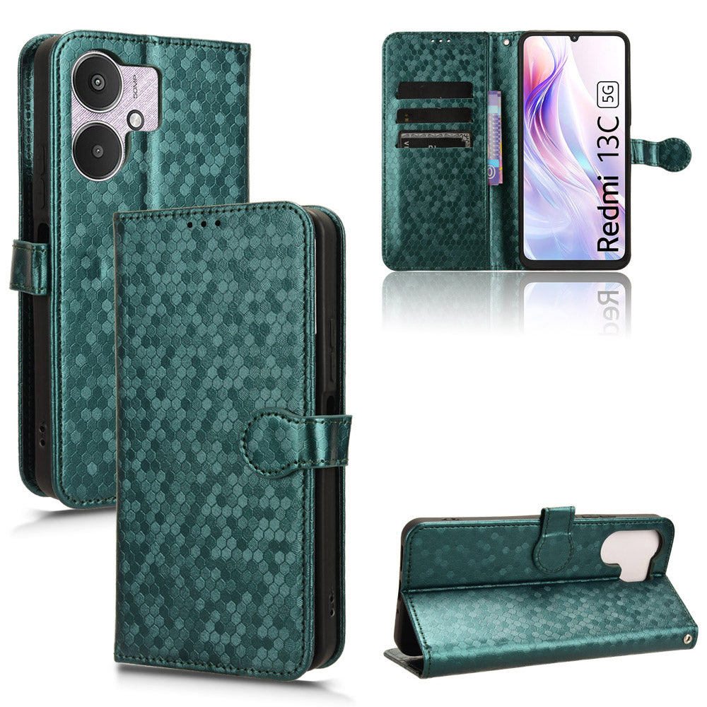 For Xiaomi Redmi 13C 5G / 4G / Poco C65 4G / Redmi Note 13R 5G Case Wallet Leather Flip Cover - Green