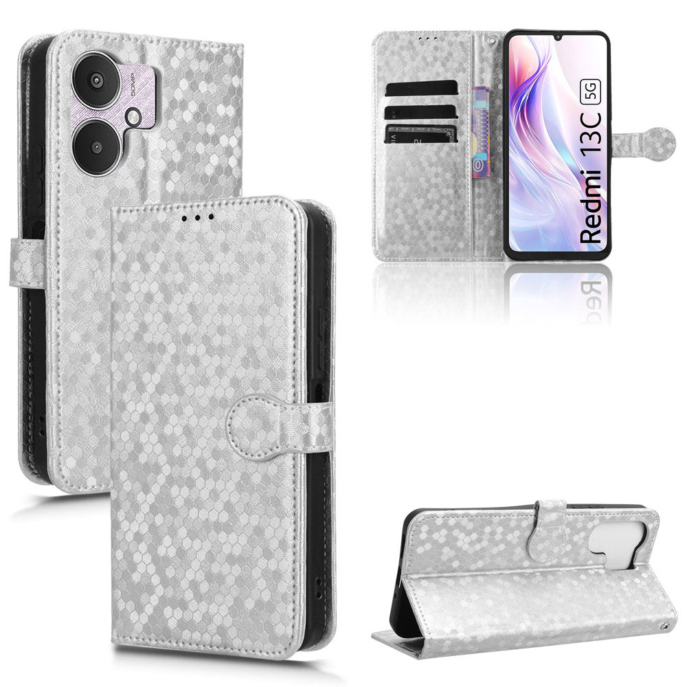For Xiaomi Redmi 13C 5G / 4G / Poco C65 4G / Redmi Note 13R 5G Case Wallet Leather Flip Cover - Silver