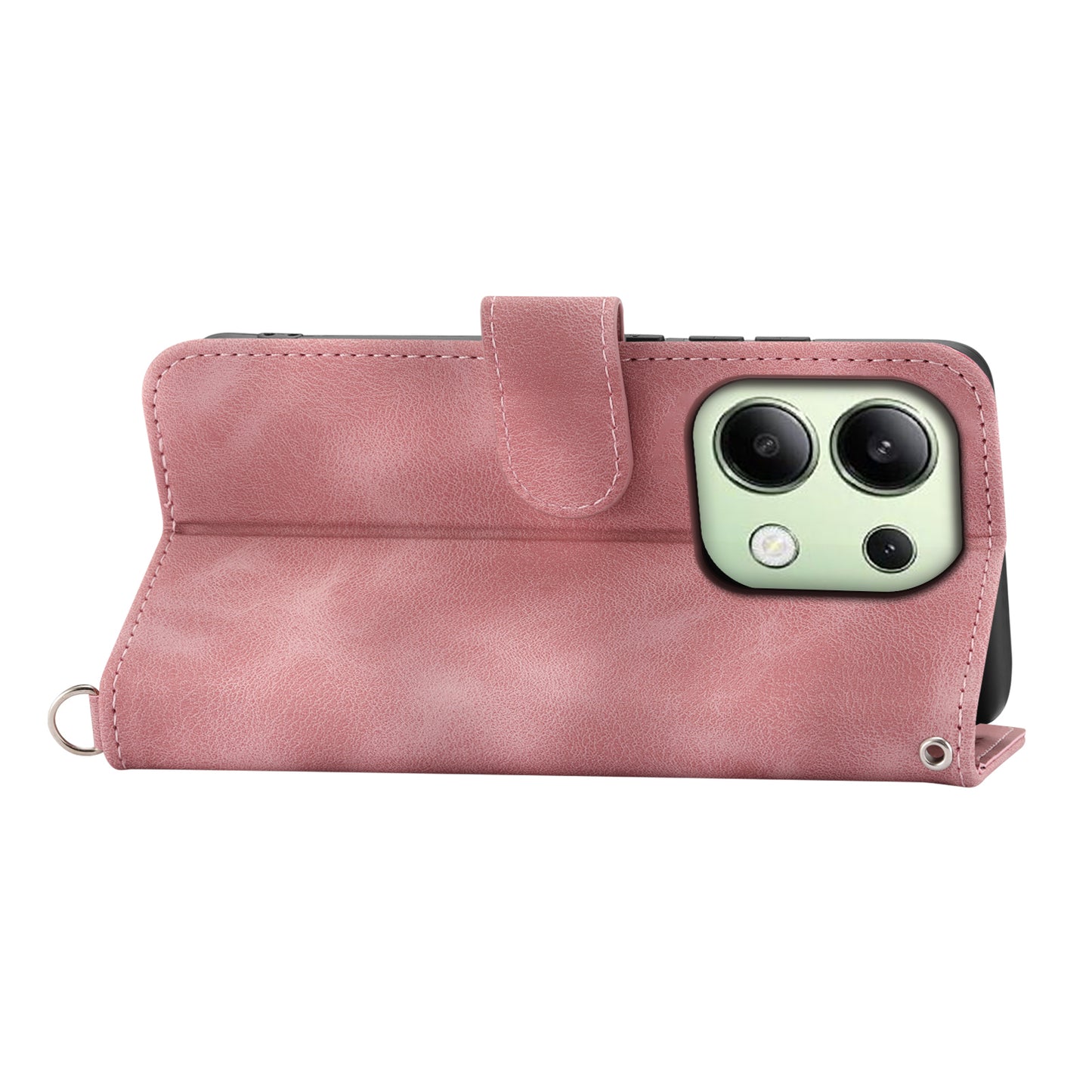 For Xiaomi Redmi Note 13 4G Leather Case Flower Pattern Cover Multiple Card Slots - Pink