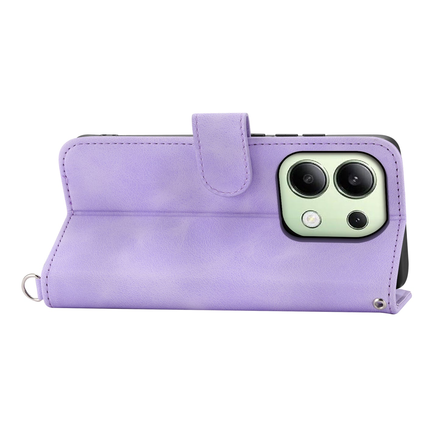 For Xiaomi Redmi Note 13 4G Leather Case Flower Pattern Cover Multiple Card Slots - Light Purple