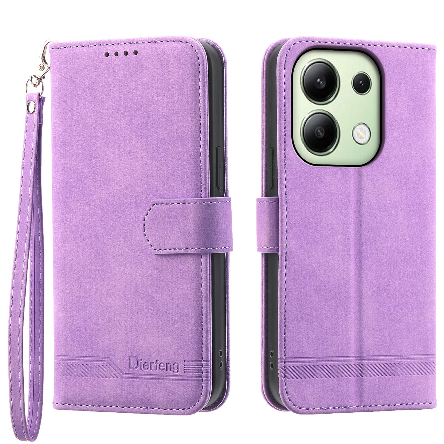 DIERFENG DF-03 for Xiaomi Redmi Note 13 4G Case Wallet Leather Flip Phone Cover - Purple