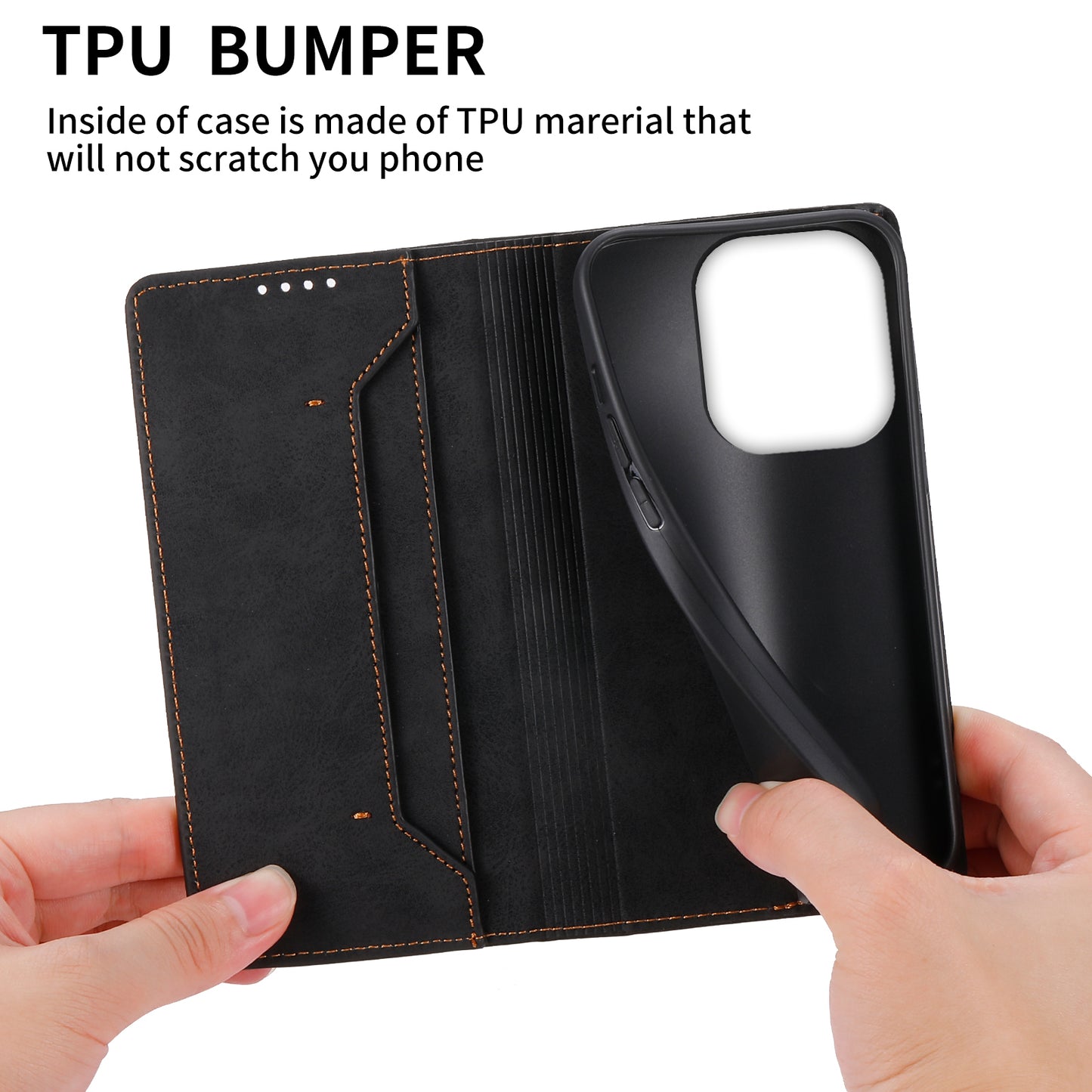 DF-05 For Xiaomi Redmi Note 13 4G Wallet Case Magnetic Auto Colsing Phone Cover - Black