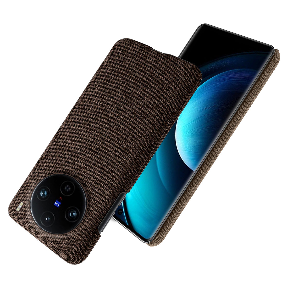 For vivo X100 Pro 5G Case PC+Cloth Shockproof Slim Phone Cover - Brown