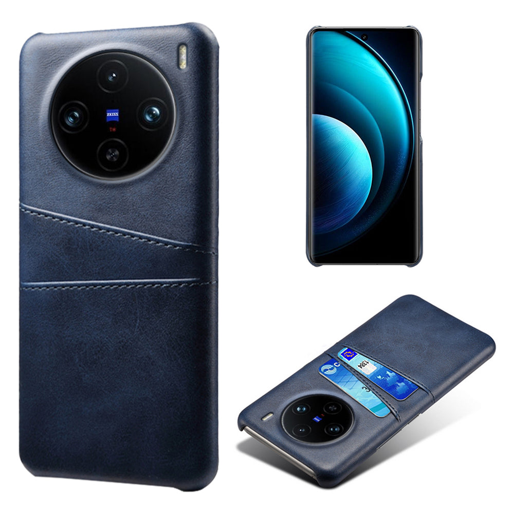 For vivo X100 Pro 5G Phone Case Dual Card Slots Protective Cover - Blue