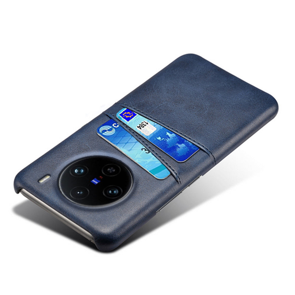 For vivo X100 Pro 5G Phone Case Dual Card Slots Protective Cover - Blue