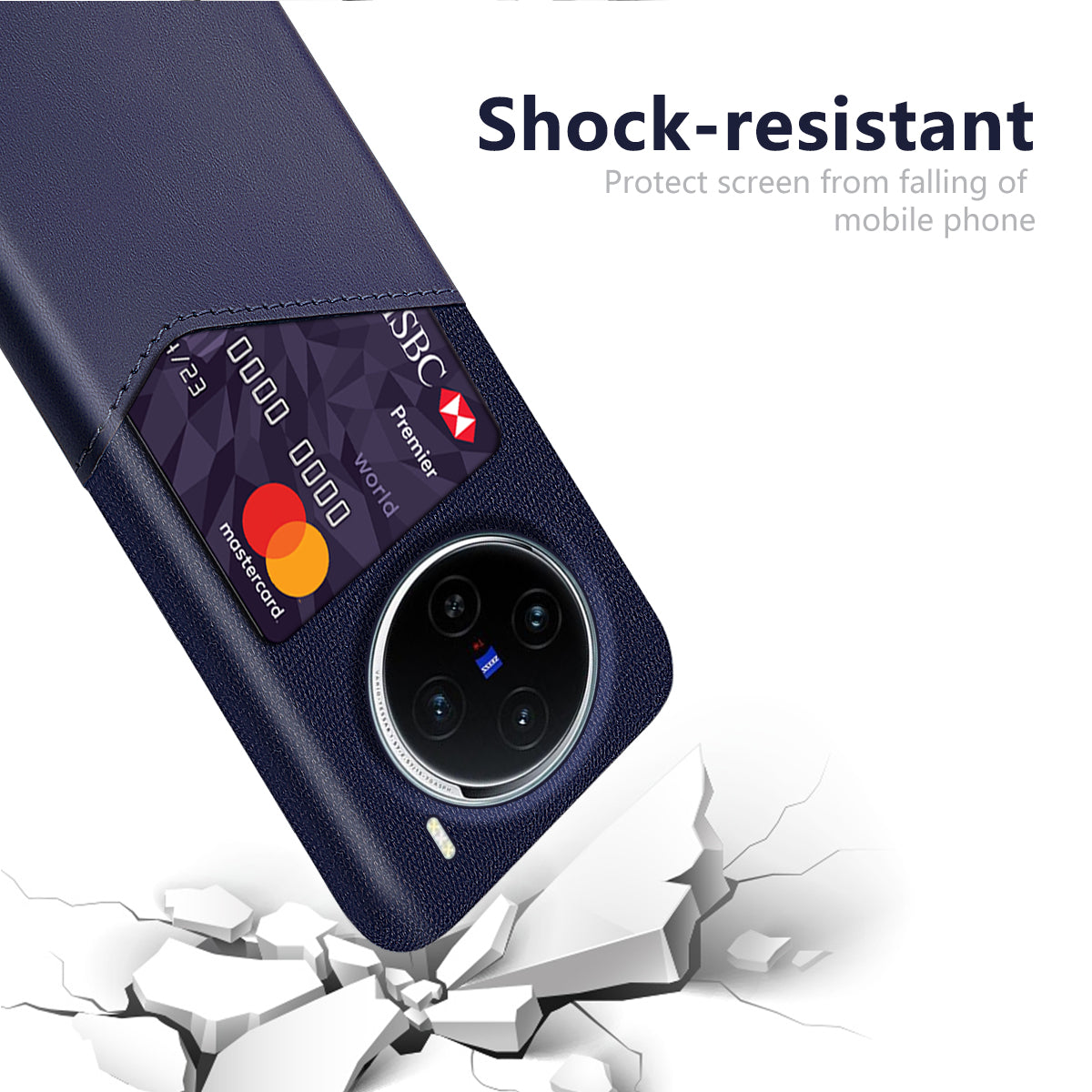 For vivo X100 5G Phone Case PU Leather+PC Card Slot Protective Cover - Blue