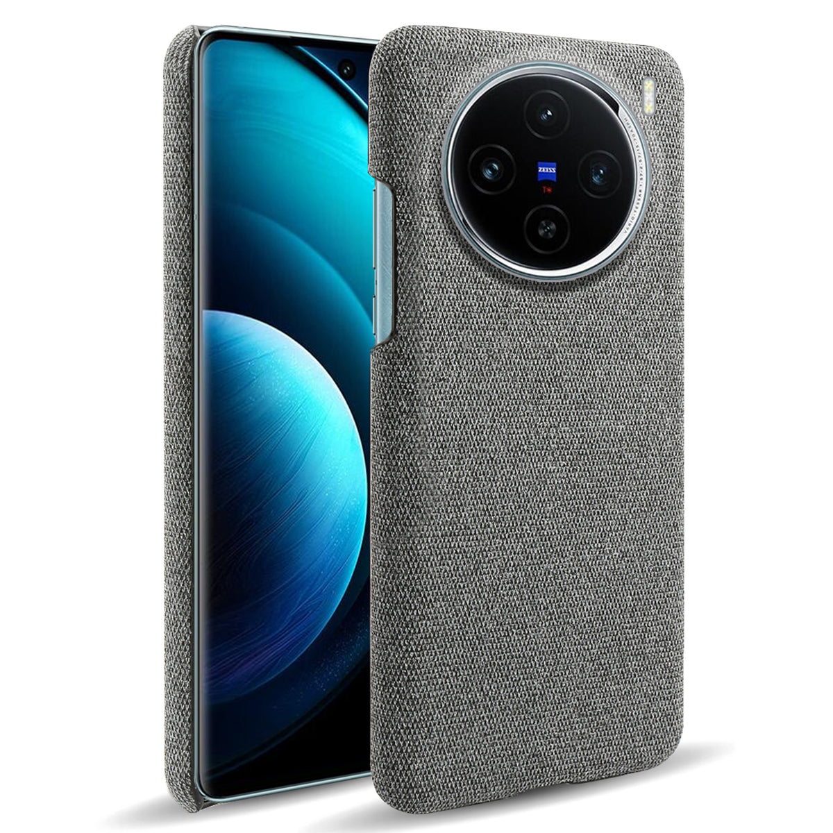 For vivo X100 5G Phone Case Cloth Texture Anti-slip Cover Solid Color - Grey