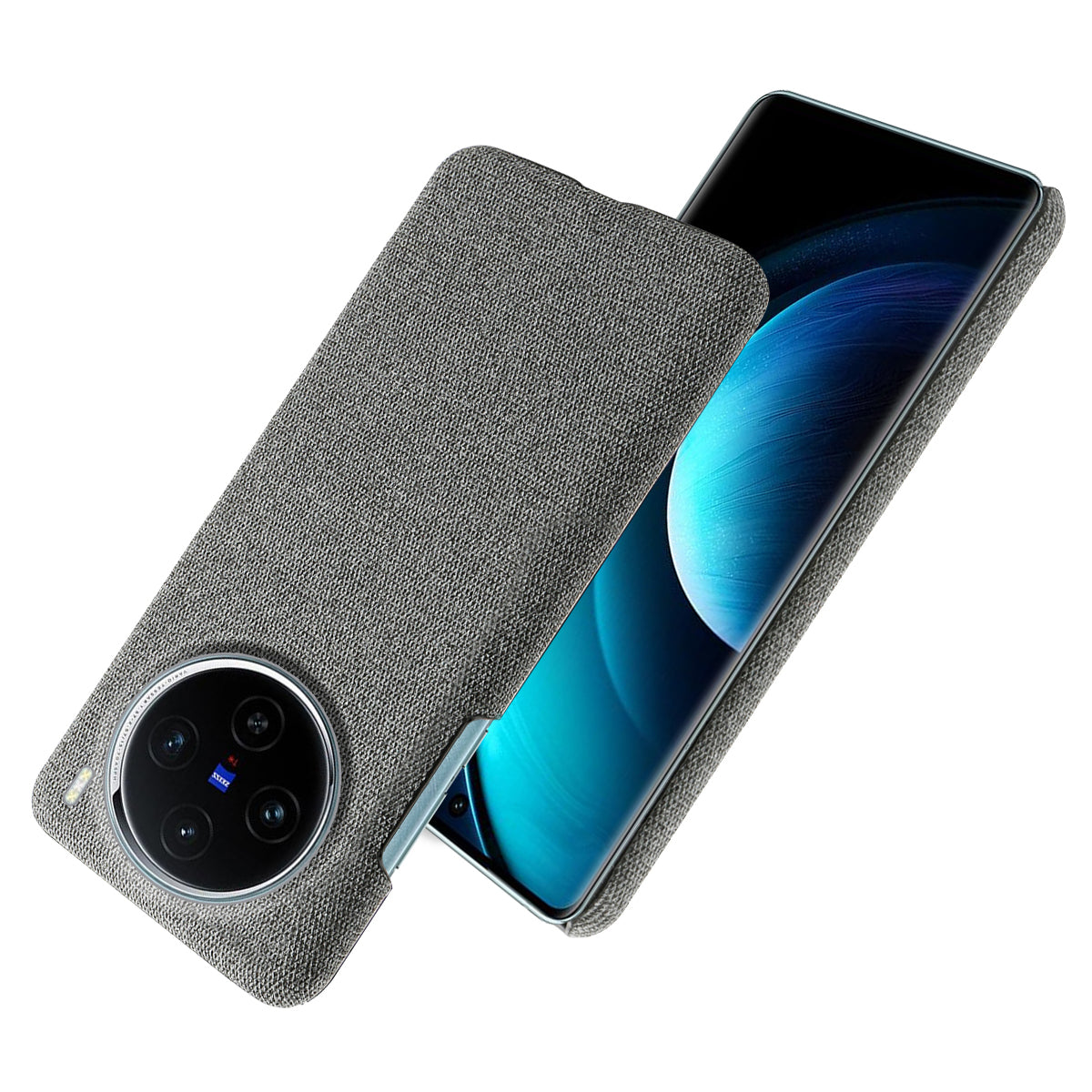 For vivo X100 5G Phone Case Cloth Texture Anti-slip Cover Solid Color - Grey