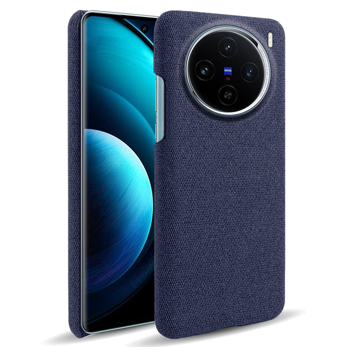 For vivo X100 5G Phone Case Cloth Texture Anti-slip Cover Solid Color - Blue
