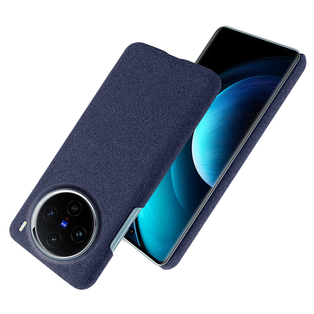 For vivo X100 5G Phone Case Cloth Texture Anti-slip Cover Solid Color - Blue