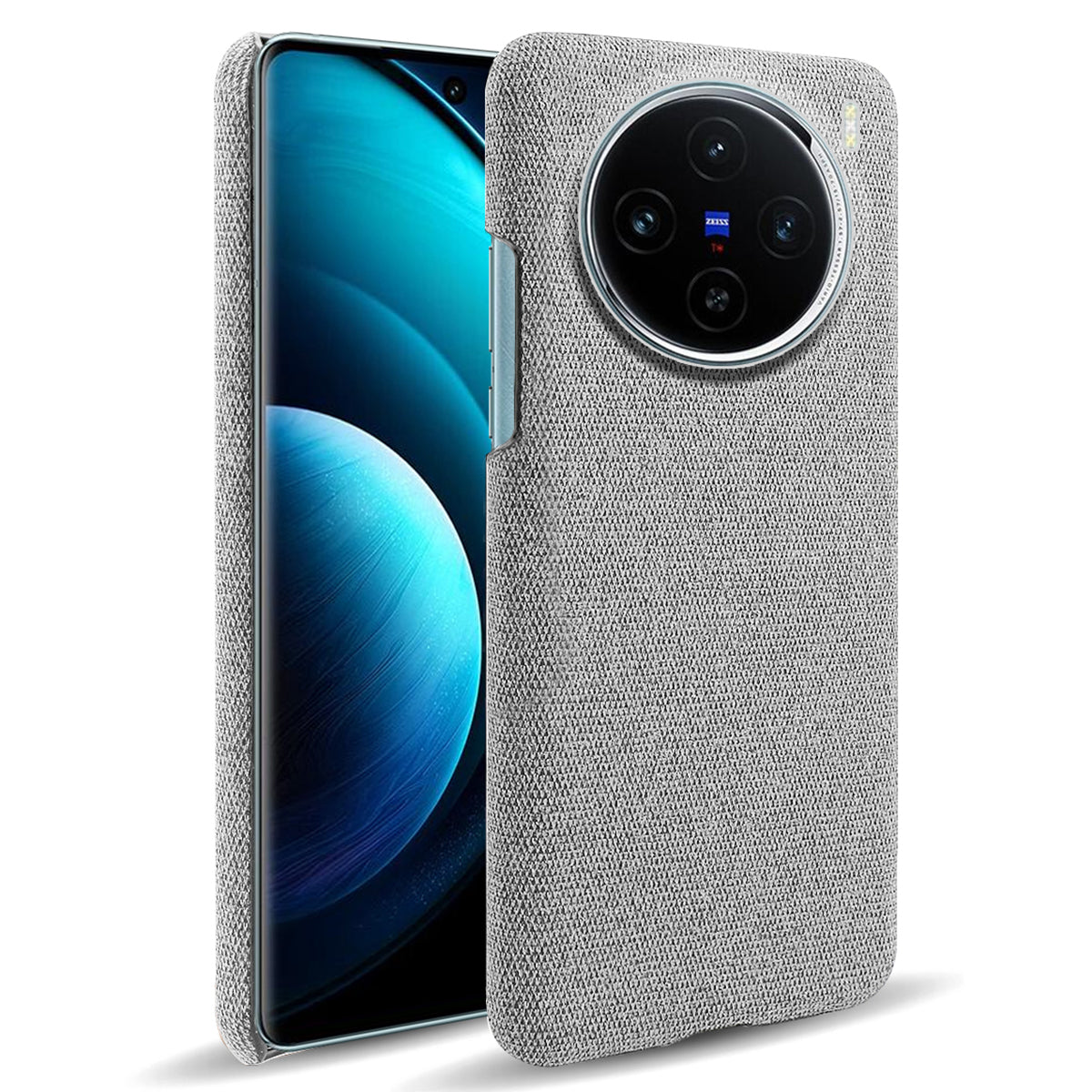 For vivo X100 5G Phone Case Cloth Texture Anti-slip Cover Solid Color - Light Grey