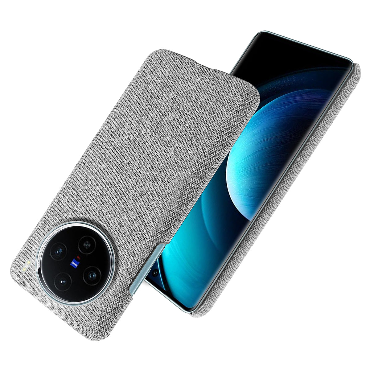 For vivo X100 5G Phone Case Cloth Texture Anti-slip Cover Solid Color - Light Grey