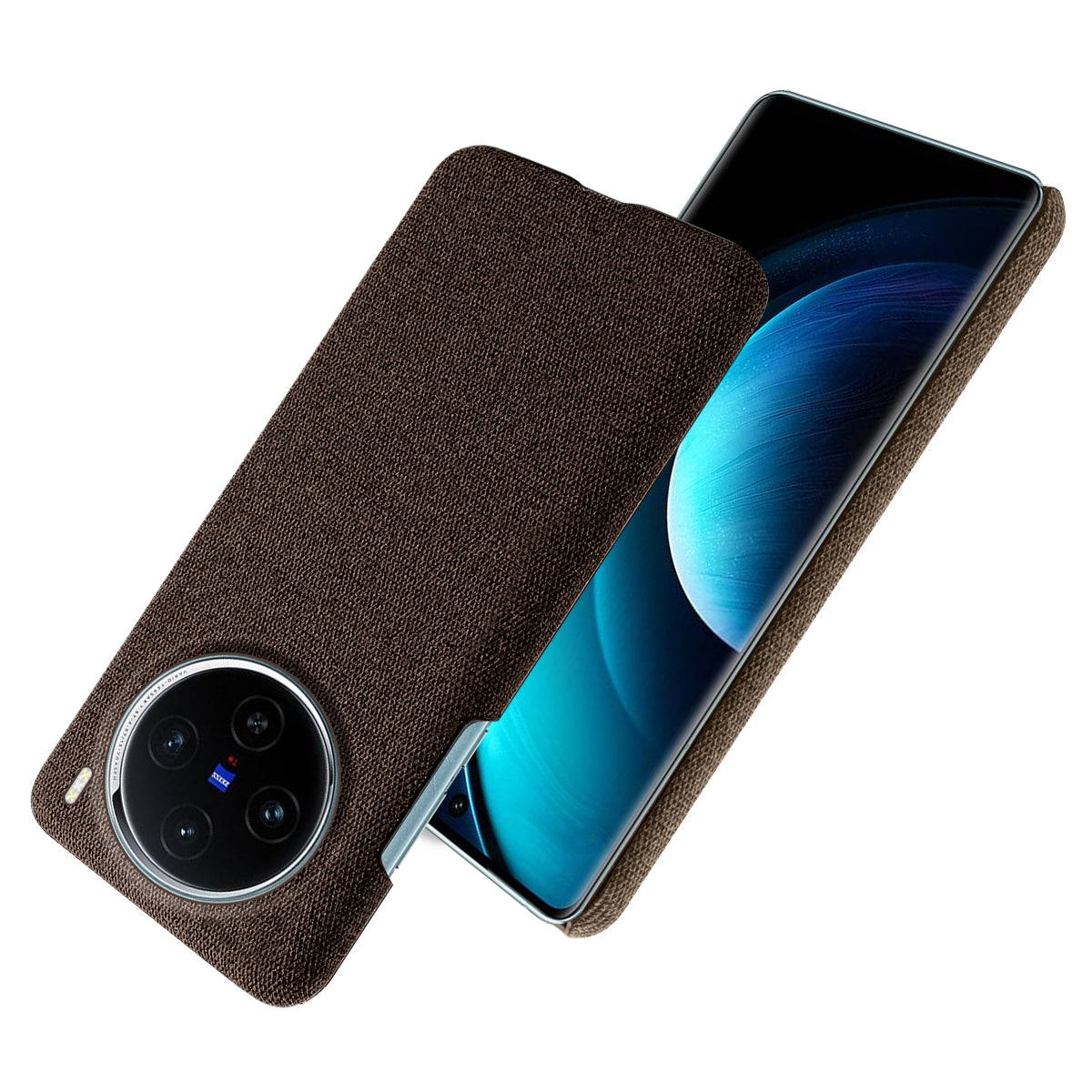 For vivo X100 5G Phone Case Cloth Texture Anti-slip Cover Solid Color - Brown