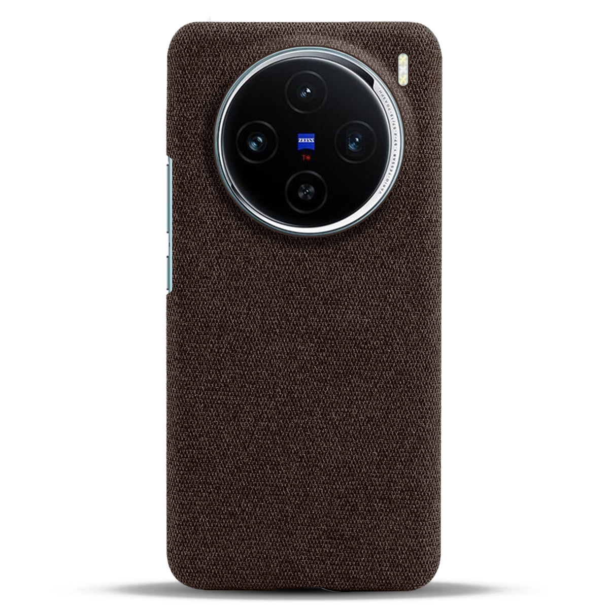 For vivo X100 5G Phone Case Cloth Texture Anti-slip Cover Solid Color - Brown