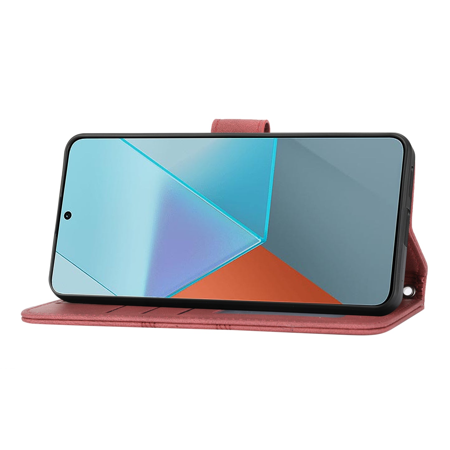 For Xiaomi Redmi Note 13 5G Case Anti-scratch Imprinted PU Leather Stand Phone Cover - Red