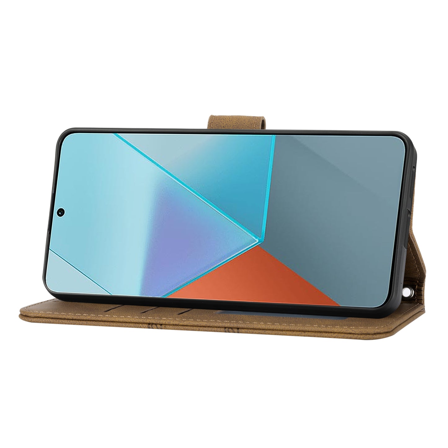 For Xiaomi Redmi Note 13 5G Case Anti-scratch Imprinted PU Leather Stand Phone Cover - Brown
