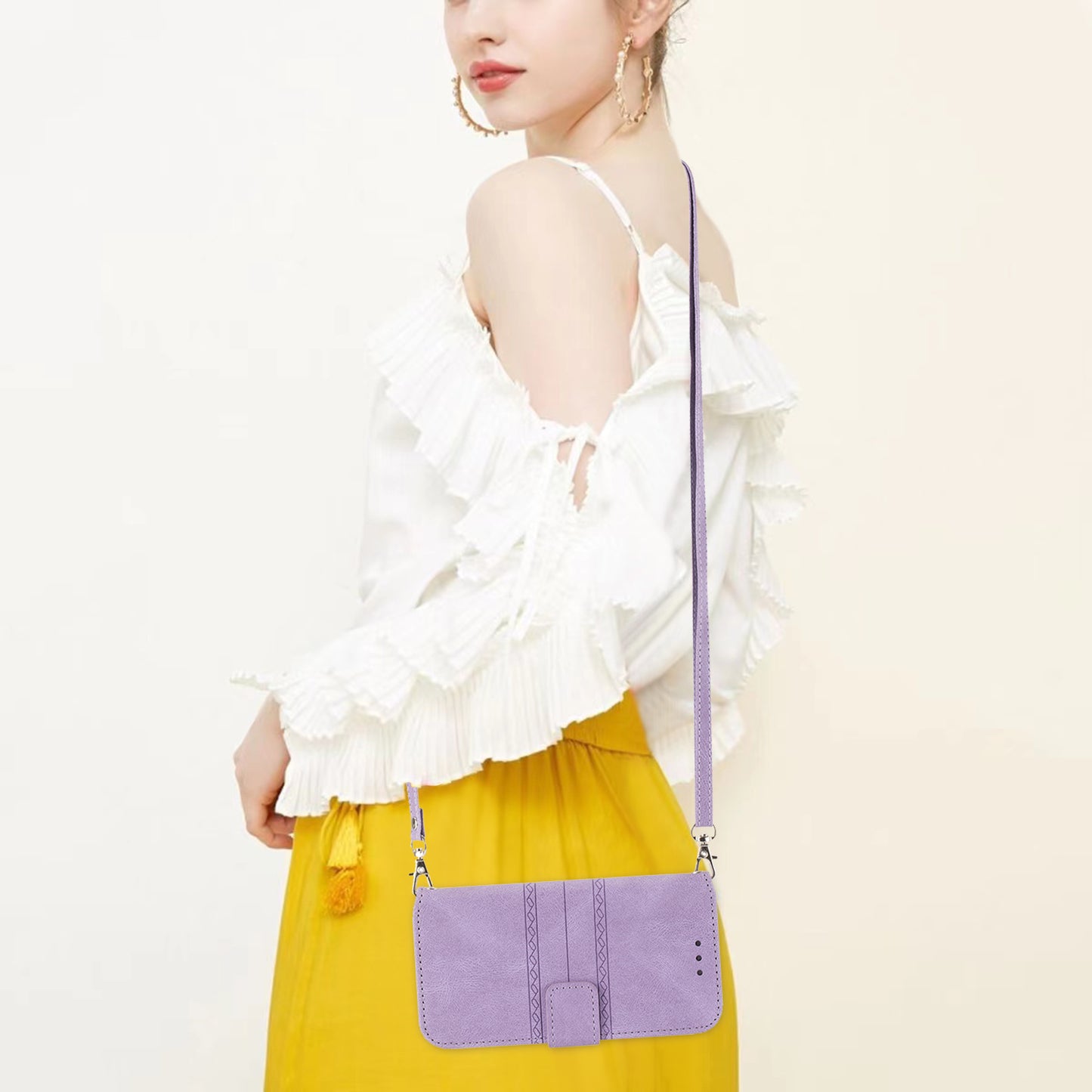 For Xiaomi Redmi Note 13 5G Case Anti-scratch Imprinted PU Leather Stand Phone Cover - Light Purple