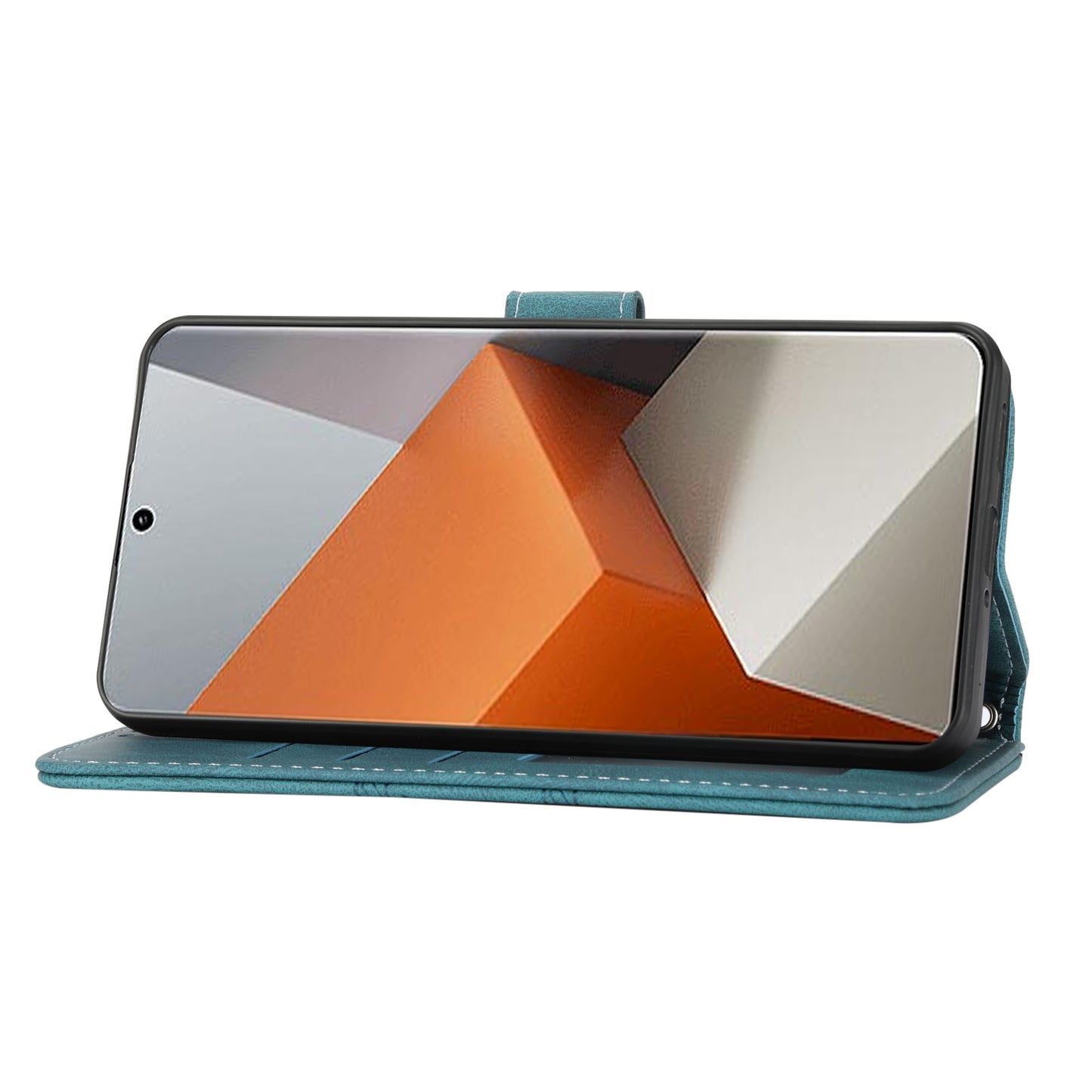 For Xiaomi Redmi Note 13 Pro+ 5G Case Soft PU Leather+TPU Imprinted Phone Cover - Blackish Green