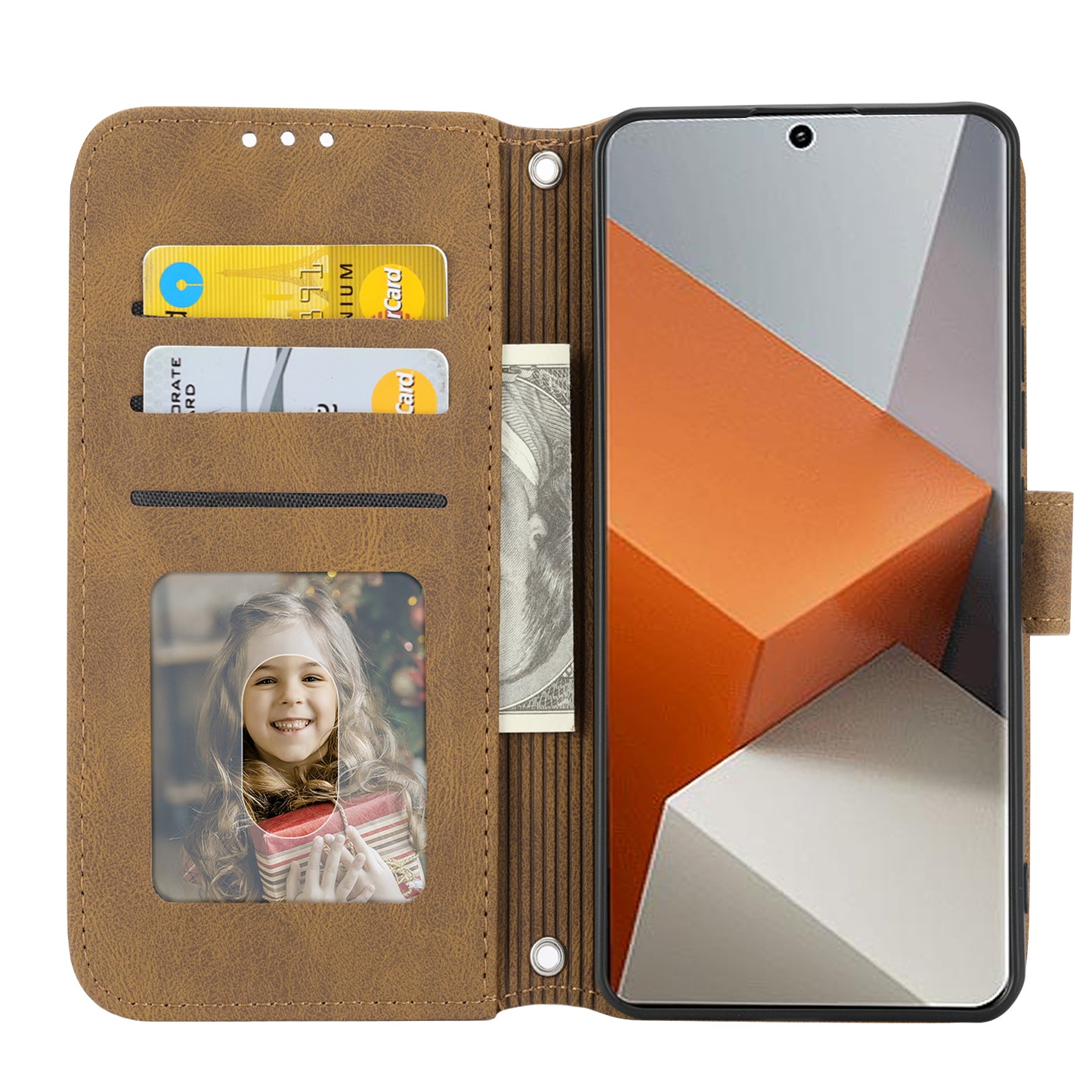 For Xiaomi Redmi Note 13 Pro+ 5G Case Soft PU Leather+TPU Imprinted Phone Cover - Brown