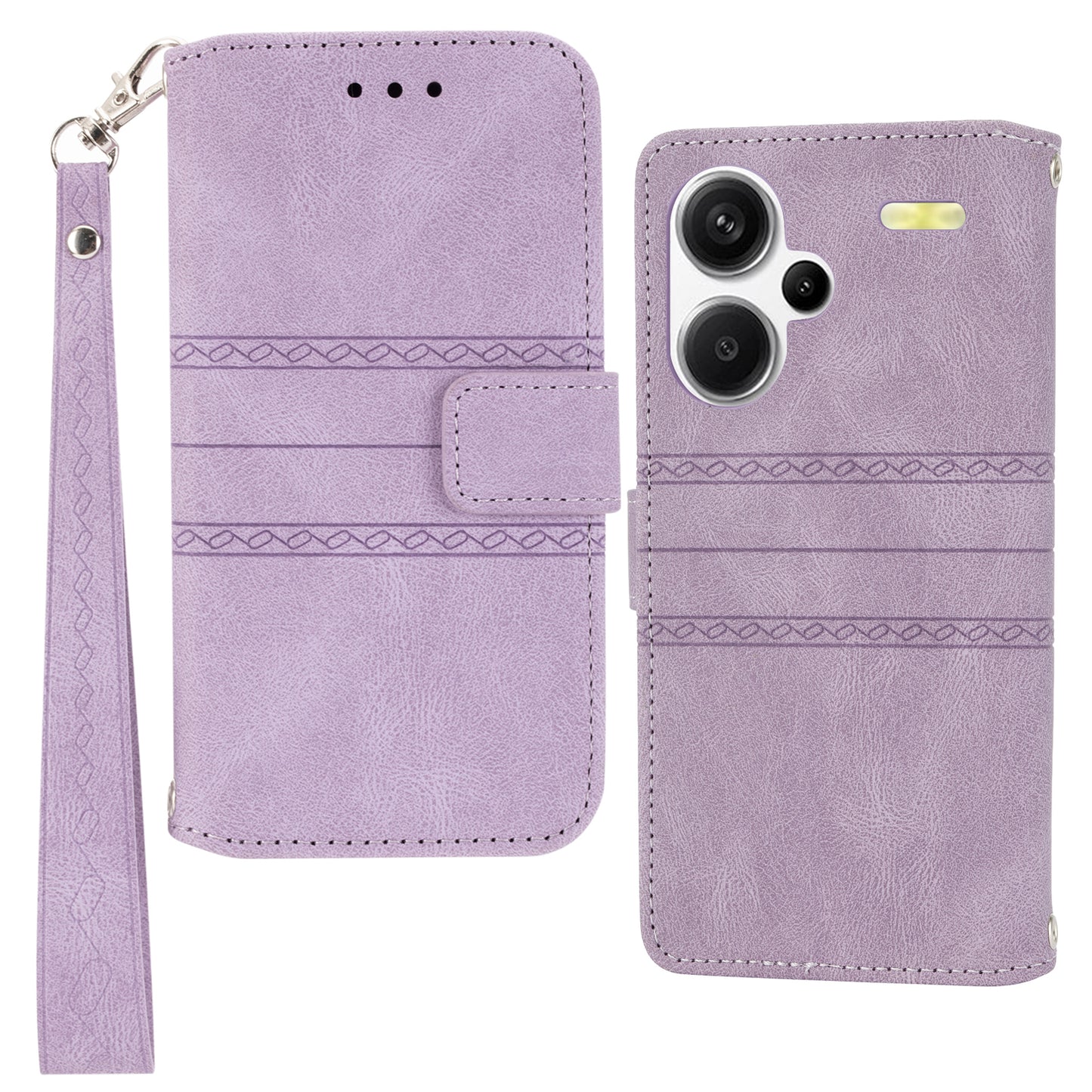 For Xiaomi Redmi Note 13 Pro+ 5G Case Soft PU Leather+TPU Imprinted Phone Cover - Light Purple