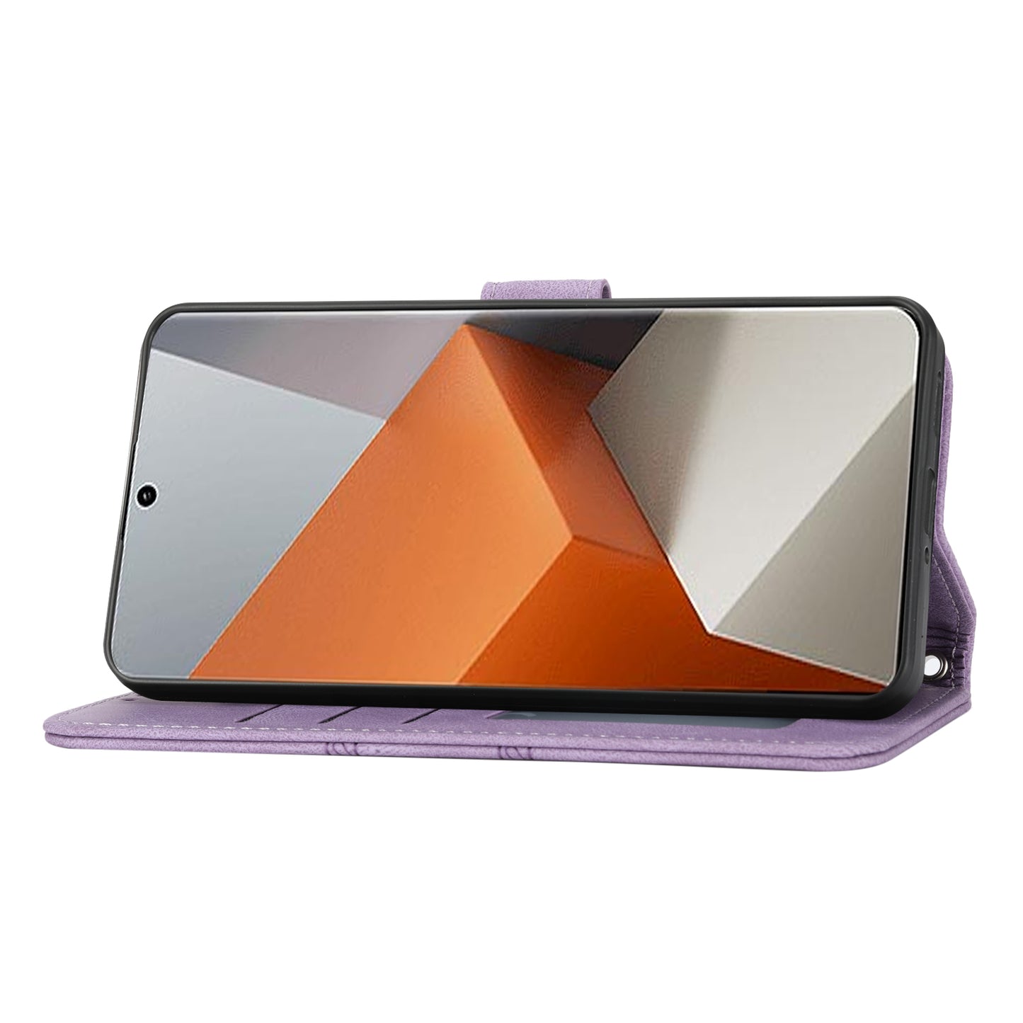 For Xiaomi Redmi Note 13 Pro+ 5G Case Soft PU Leather+TPU Imprinted Phone Cover - Light Purple