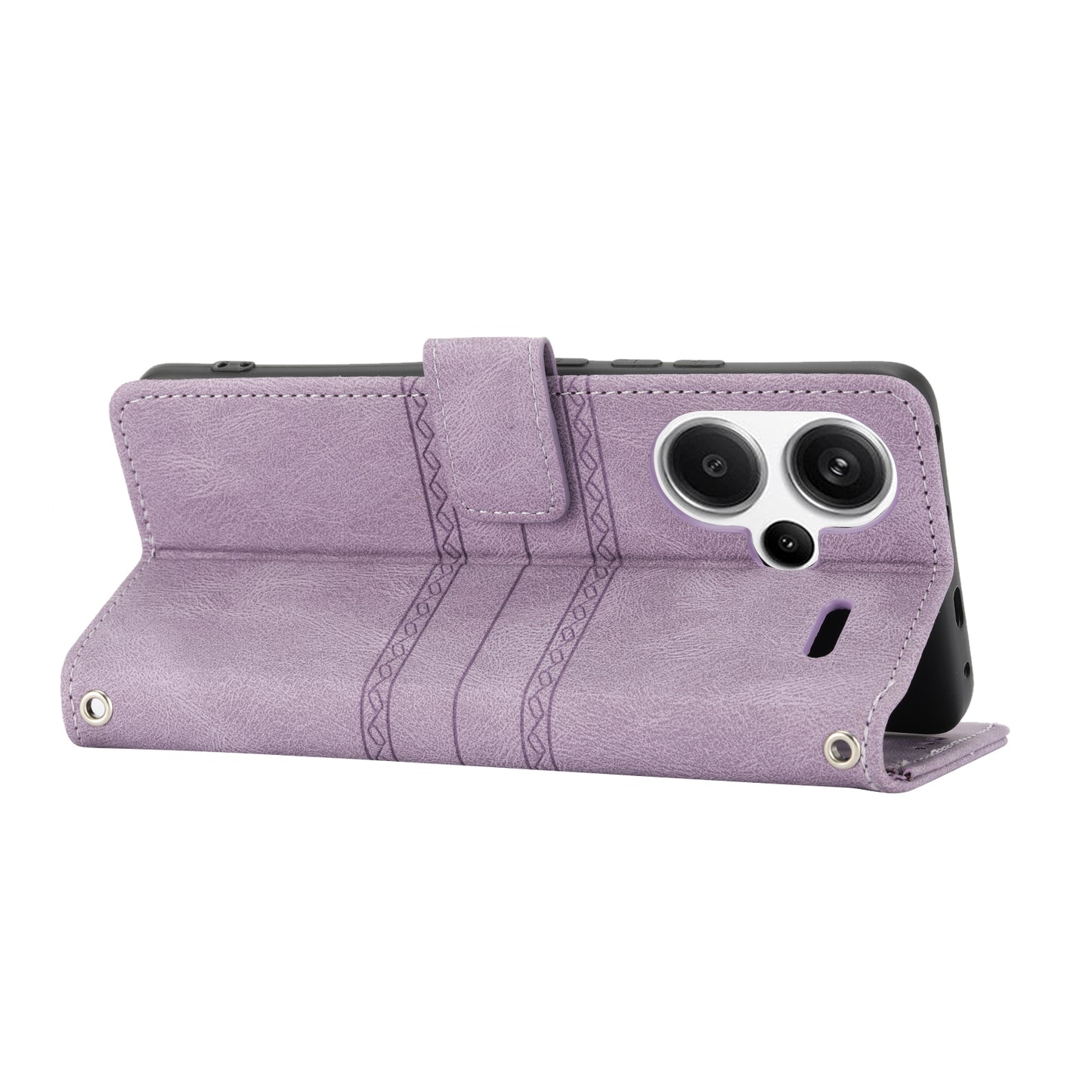For Xiaomi Redmi Note 13 Pro+ 5G Case Soft PU Leather+TPU Imprinted Phone Cover - Light Purple